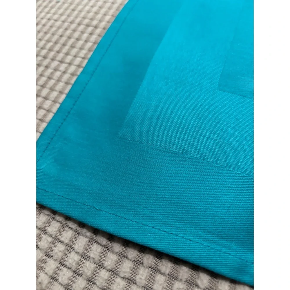 Set of 4 Turquoise Teal Cloth Napkins Damask Border Dinner Linens 19x19 New